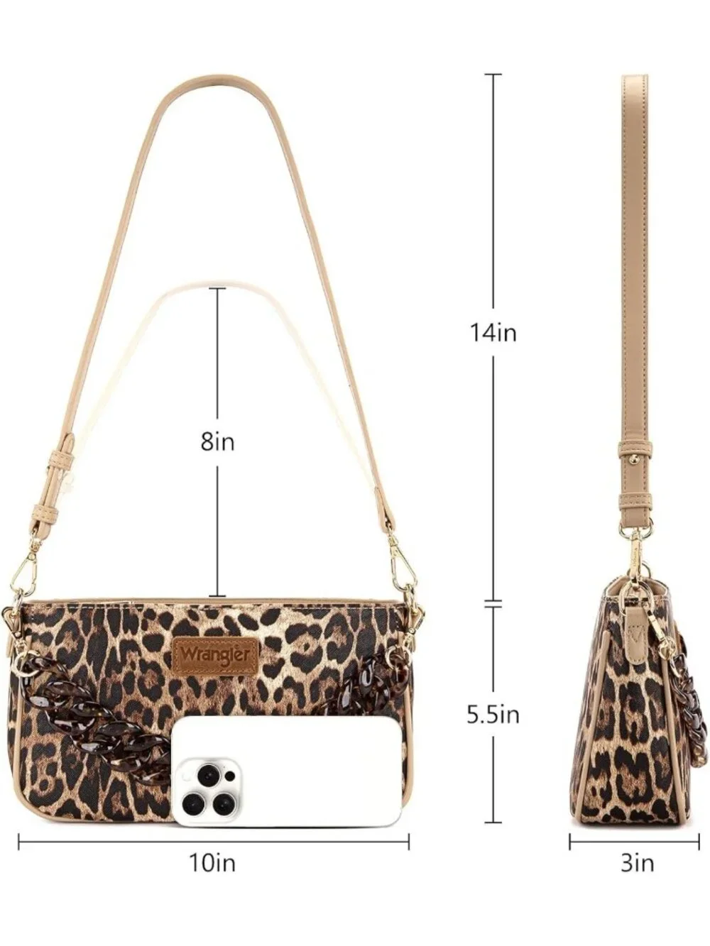 Cheetah Print Small Shoulder Bag Clutch Purse Hobo Handbag with Acrylic Strap